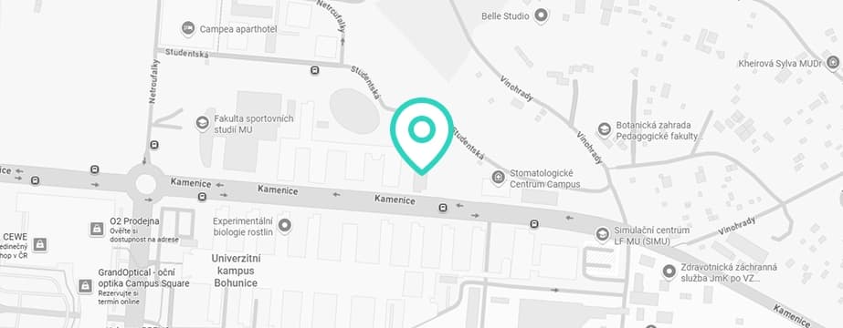 Mapa zobrazující polohu laboratoří