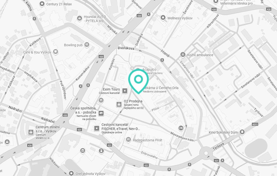 Mapa zobrazující polohu lékárny